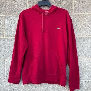 Lacoste Hooded Shirt Maroon Long Sleeve Lightweight Pullover Hoodie Men’s Large